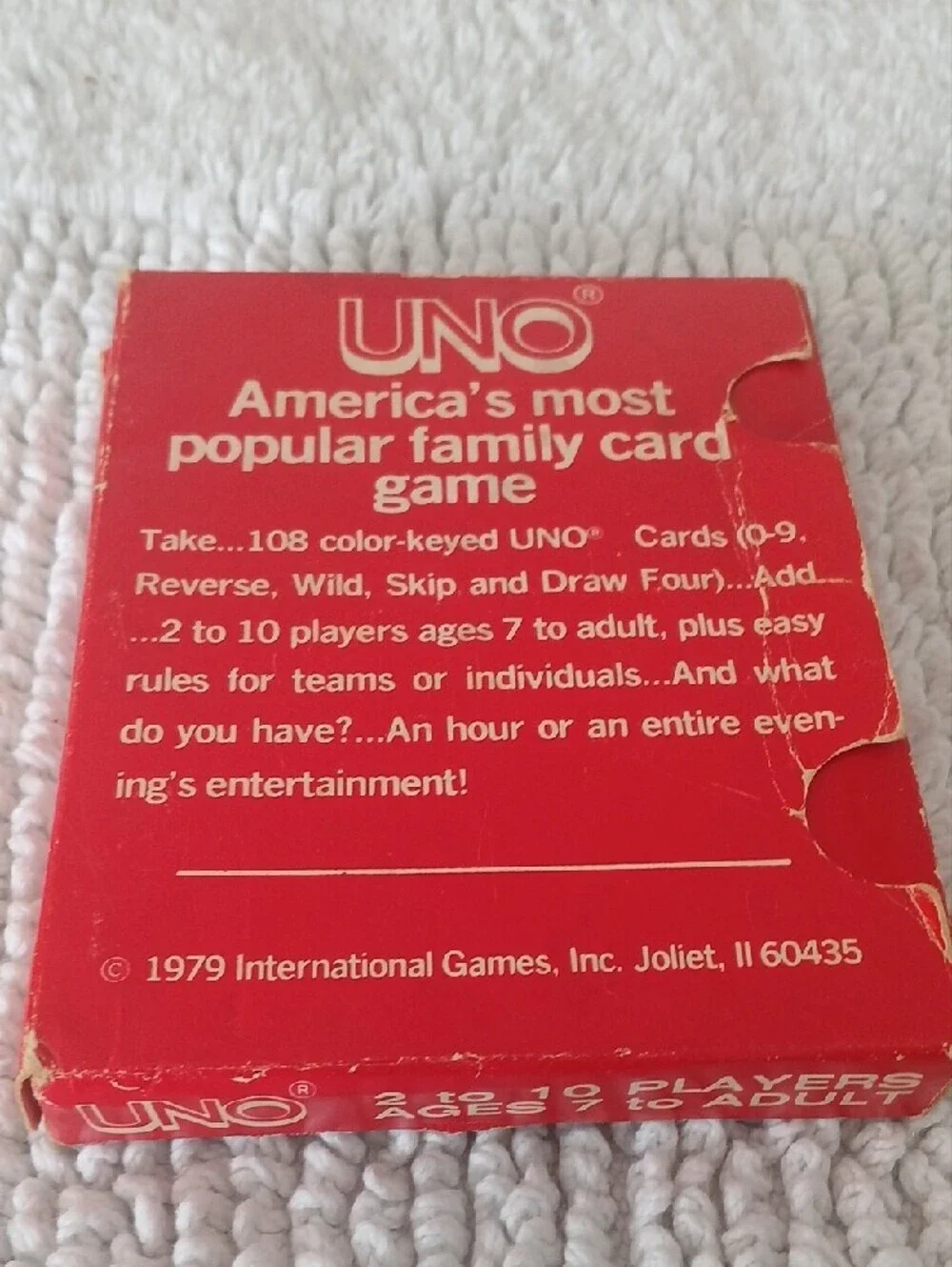 Mattel UNO Card Game - Red and Black Design 1979 Original
